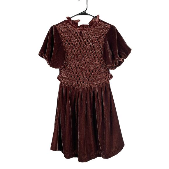 Free People NWT Gum Drop Mini Dress Size XS Brown Purple Shimmery Velvet - Picture 2 of 15